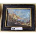 JGK oil on canvas, Italian coastal scene, initialled, 14 x 18cm.