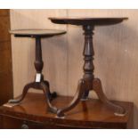 Two early 19th century oak and mahogany tripod wine tables largest Diam.59cm