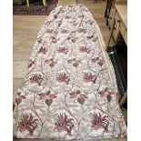 A pair of floral curtains, drop 340cm, width 145cm