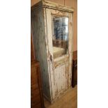 A Continental painted pine mirrored hall cabinet H.200cm