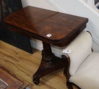 A William IV rosewood folding card table W.92cm