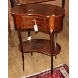 A French style inlaid kidney shaped two drawer side table W.56cm