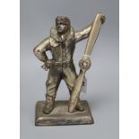 An early spelter aviation figural table lighter height 27cm