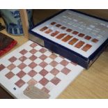 A marble chess board with pieces