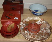 A quantity of Japanese lacquer and ceramics