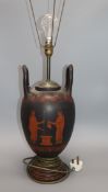 An Etruscan style toleware lamp height 42cm excl. fittings