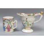 A Chinese famille ewer, Qianlong and a famille rose mug, Jiaqing height 11cm