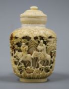 A 19th century Chinese ivory snuff bottle and stopper H.9cm