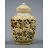 A 19th century Chinese ivory snuff bottle and stopper H.9cm