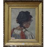 S.A. Butten, Munchen, oil on canvas, Portrait of a girl in traditional dress, signed, 48 x 38cm