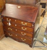 A small George IV mahogany bureau W.92cm