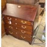 A small George IV mahogany bureau W.92cm