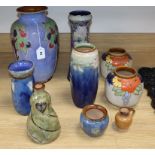 A group of Doulton Lambeth stoneware vases tallest 35cm (9)