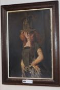 Manner of William Orpen, oil on board, Portrait of a young Irish woman, possibly an overpainted