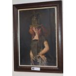 Manner of William Orpen, oil on board, Portrait of a young Irish woman, possibly an overpainted
