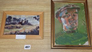 Ronald Ossory Dunlop (1894-1973), two oils on board, 'Old Gerry A Promising Golfer', label verso, 24