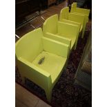 Philippe Starck for Driade, four yellow 'Toy' stacking chairs