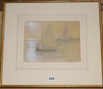 Alfred Hayward (1875-1971) pastel on paper, Fishing boats leaving harbour, signed and dated 1930, 18