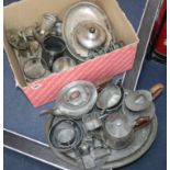 A quantity of mixed pewter, silver plate etc