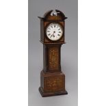 An Edwardian mahogany and marquetry miniature longcase timepiece, by W T & Co height 32cm