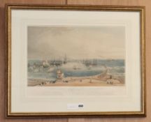 Day & Son coloured lithograph, View of the Intended Harbour at Brighton on the recoil principle,