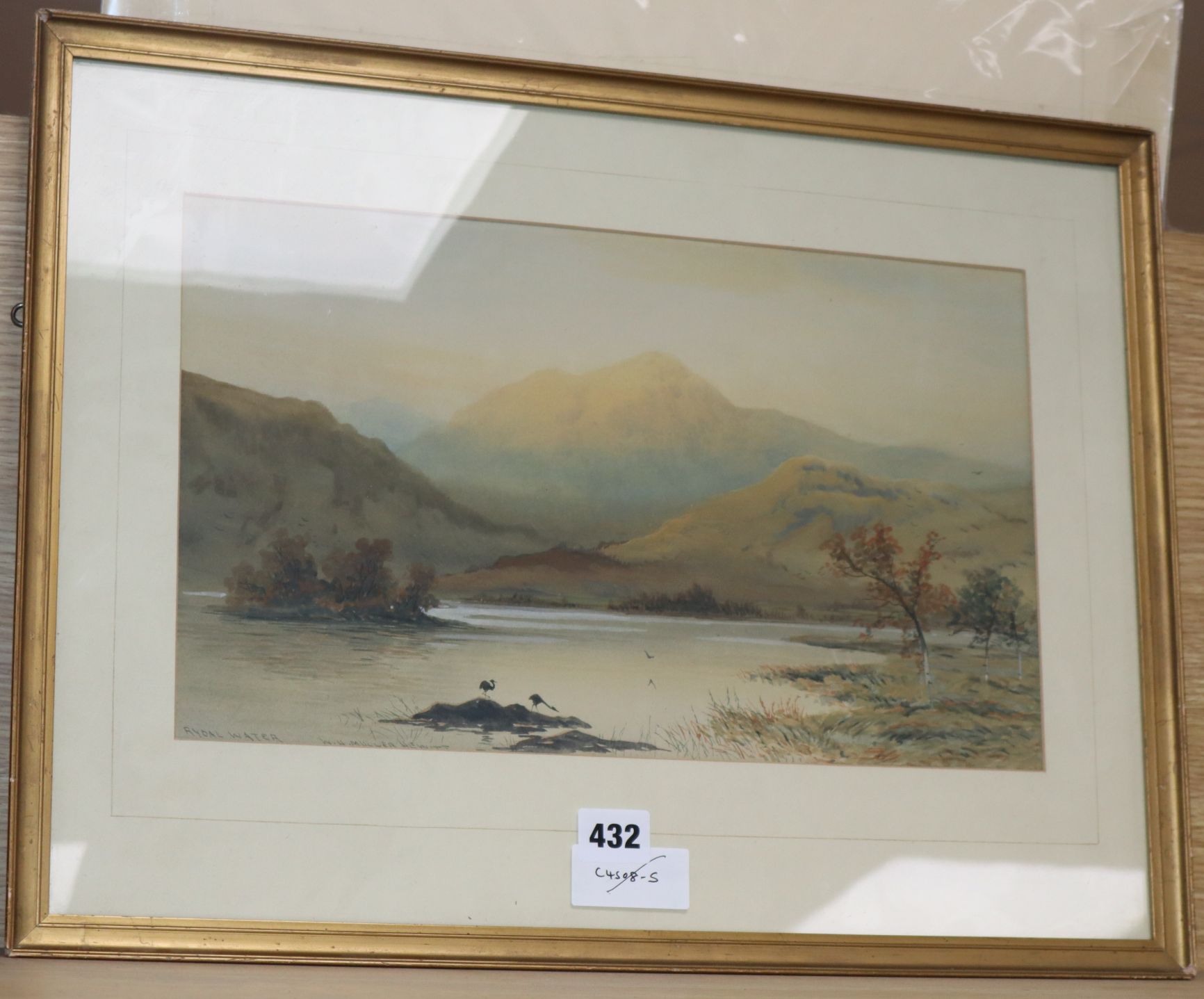 William H. Muller Hewitt (1848-1921) watercolour, Rydal Water, signed, 23 x 38cm.