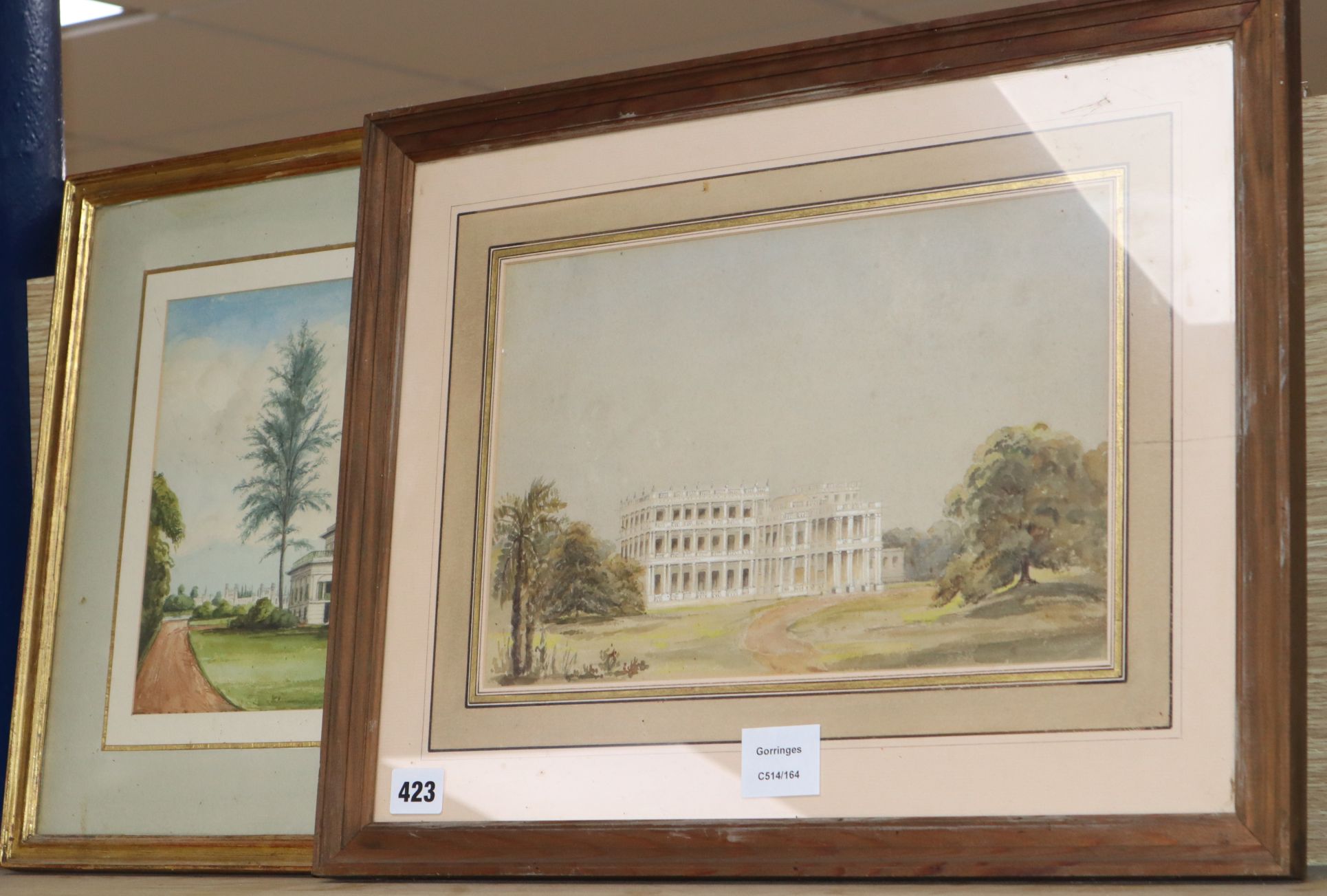 19th century English School, two watercolours, Studies of colonial houses, largest 23 x 32cm