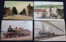 Twenty one old postcards, local scenes, French railway etc