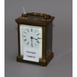 A late 19th century French eight day carriage timepiece height 10.5cm