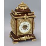 A French mahogany and brass mounted mantel clock, c1900