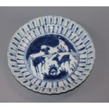 A Chinese blue and white 'deer' dish, Wanli period, diameter 20cm