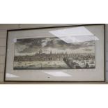 A reproduction engraved print, A Prospect of the City of London, 40 x 94cm