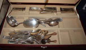 A part canteen of Portuguese .925 cutlery, with a threaded edge including silver handled knives,