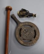 An R.A.F swagger stick 1918, a silver Jubilee stand and a novelty monocular swagger stick 84cm