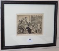 Sidney Russell Reeve, etching, Drums - Brass, signed in pencil, 1/50, 19 x 25cm