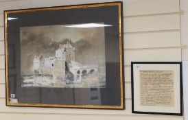 T. Leonard Evans (Welsh 1926-1990), 'Eilean Donan Castle', signed and dated 1916, watercolour,