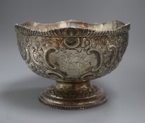 An Edwardian repousse silver punch bowl by Atkin Brothers, Sheffield, 1901, diameter 28.3cm, 33 oz.