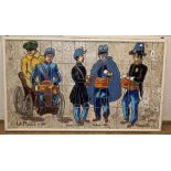 A 19th century French figurative tiled panel W.150cm