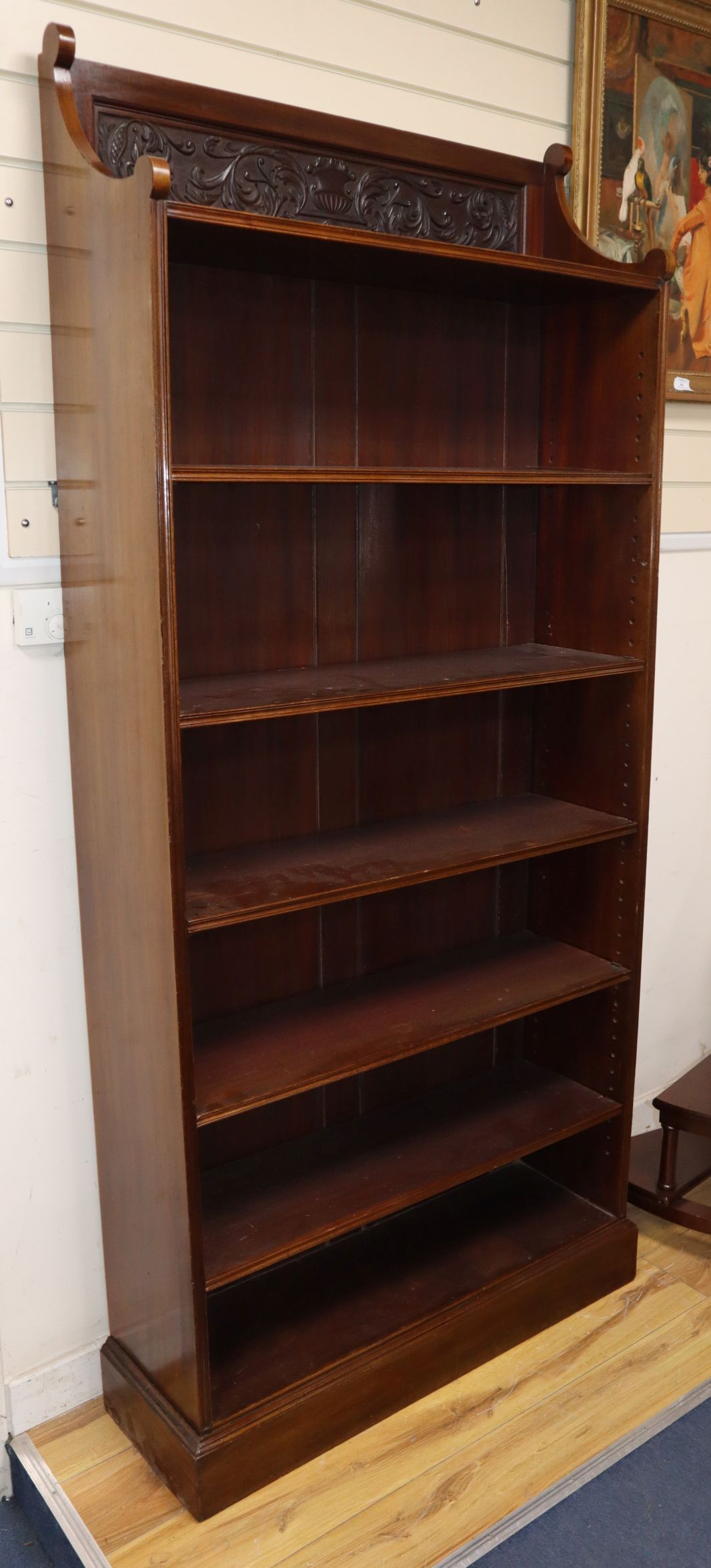 A Victorian mahogany tall open bookcase H.198cm