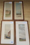 Martin Hardie, four small watercolours, beach scenes and landscapes, one signed, three initialled,