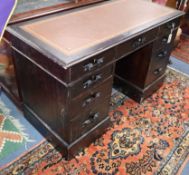 An early 20th century Continental pedestal desk W.122cm