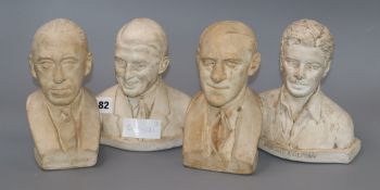 Four 1950's plaster busts of British actors