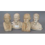 Four 1950's plaster busts of British actors