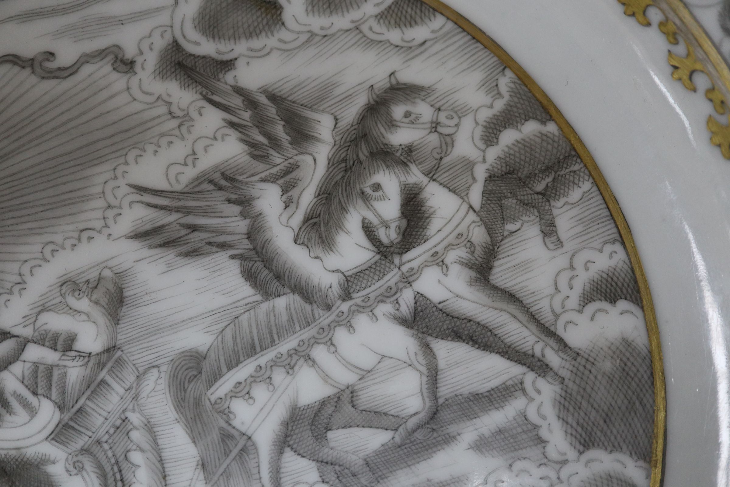 A Chinese grisaille plate diameter 23cm - Image 3 of 6