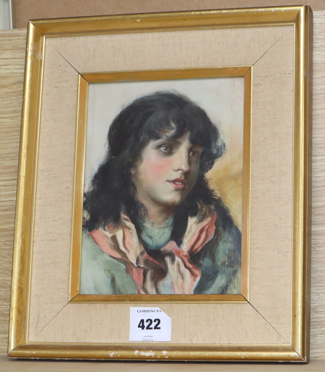 19th century English School, oil study of paper, Portrait of a youth, 21 x 16cm 8 x 6in.