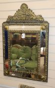 A 19th century French marginal plate wall mirror H.88cm