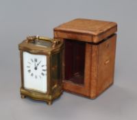 A French early 20th century brass timepiece height 12cm