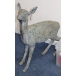 A lead garden statue of a fawn H.67cm