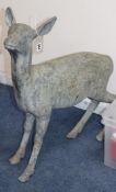 A lead garden statue of a fawn H.67cm