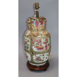 A 19th century Chinese famille rose vase mounted as a lamp height 45cm excl. fittings